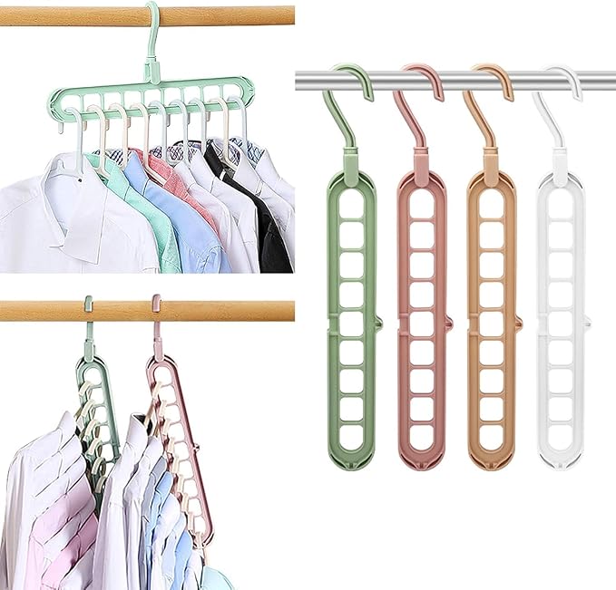 YZÉ BY YIZHE 【9-Space Saving Hangers】, 【Heavy Duty PP Plastic】 【Cascading Hanger Organizer 】 with Anti-Skid Foldable Design for Closet (Random, 10)