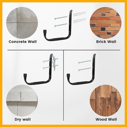 8-Pack Heavy Duty Garage Hook for Hanging 50 lbs, J Utility Hooks for Garage, Metal Wall Hooks Heavy Duty, Garage Hook for Hanging, Black | Heavy Duty, for Hanging, 50 lbs, for Garage, Heavy Duty