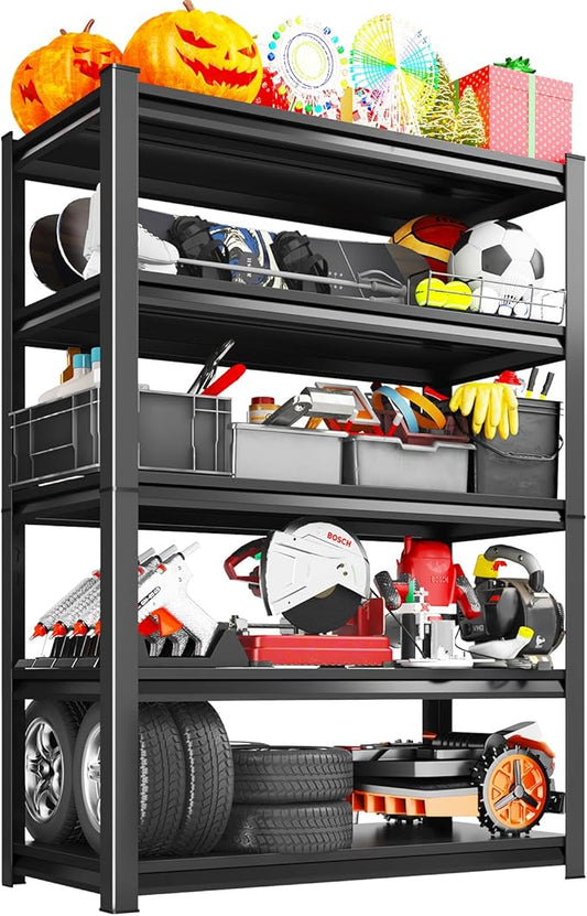 72" H Garage Storage Shelves 5-Tier,Garage Storage System Shelves Adjustable 3000LBS,Storage Shelving for Basement,Pantry,Kitchen,Warehouse,72" H x 46" W x 20" D