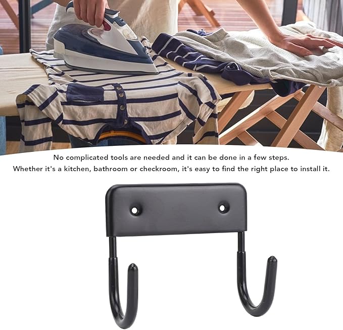 Ironing Board Hanger, Iron Wall Mount Holder for Laundry Rooms,Wall Mounted Iron Board Hook for Laundry Room Organization (Matte Black)