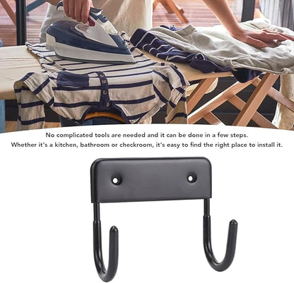 Ironing Board Hanger, Iron Wall Mount Holder for Laundry Rooms,Wall Mounted Iron Board Hook for Laundry Room Organization (Matte Black)