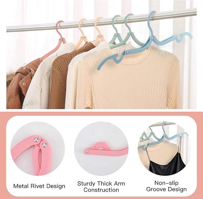32PCS Foldable Travel Hangers, 20 Cruise Ship Essentials Folding Hanger with 12 Clothes Hanger Connection Hooks, Plastic Portable Drying Rack for Home Holiday Outdoor Camping