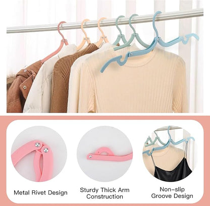 32PCS Foldable Travel Hangers, 20 Cruise Ship Essentials Folding Hanger with 12 Clothes Hanger Connection Hooks, Plastic Portable Drying Rack for Home Holiday Outdoor Camping