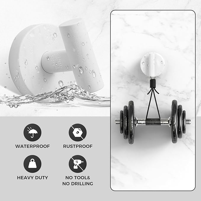 WingWider Shower Hooks for Inside Shower,No-Drill Removable&Reusable Towel Hooks for Bathroom,Heavy Duty Suction Cup Hooks for Glass Window,2 Packs(White)