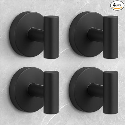 WingWider Shower Hooks for Inside Shower,No-Drill Removable&Reusable Towel Hooks for Bathroom,Heavy Duty Suction Cup Hooks for Glass Window,4 Packs(Black)
