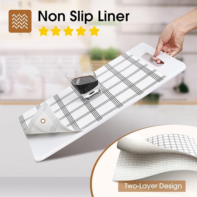 Beautysaid Shelf and Drawer Liner for Kitchen Cabinet, Non Adhesive Non Slip Shelf Paper Waterproof Washable Thickened for Dresser Pantry Shelve Bathroom Protector Liner(Plaid,12 in x 30FT)
