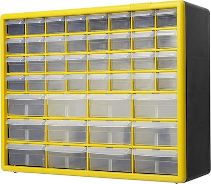 Akro-Mils 44-Drawer Plastic Drawer Storage Cabinet for Garage Organization, Bead Organizer, Building Bricks Storage, Teacher Toolbox, Makeup Organizer, 20-Inch W x 6-Inch D x 16-Inch H, 10144 Yellow