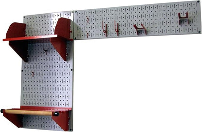 Wall Control Pegboard Garden Supplies Storage and Organization Garden Tool Organizer Kit with Gray Pegboard and Red Accessories