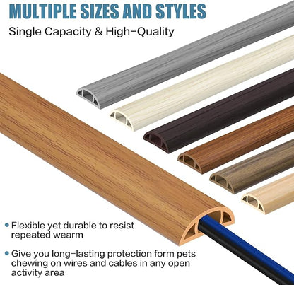 Floor Cord Covers for Wires 20FT Cable Hider Wire Cover Self Adhesive Cord Hider Floor for Offices, Homes, Workshops, Warehouses Cable Cavity 0.39" W x 0.27" H