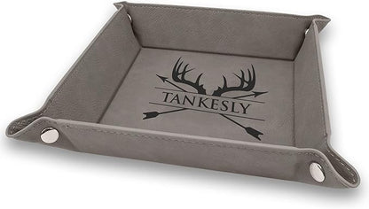 Jewelry Tray Brown, Valet Tray For Men, Krazy Case Premium PU Leather Engraved Valtet Tray, Jewlery Organizer, Personalized Valet Tray Organizer