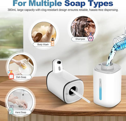 Automatic Liquid Soap Dispenser, 9 Adjustable Levels, 380ml/12.8oz, Auto Touchless Hand Soap or Dish Soap Dispenser,USB Rechargeable Dispenser,Wall Mount or Tabletop Use for Bathroom Kitchen