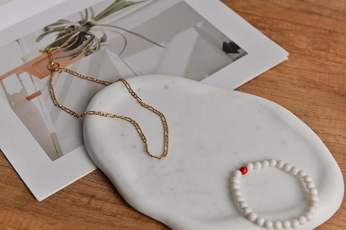 Cloud Shaped Natural Marble Tray 9"x6" – Decorative Catchall for Home Decor | Stone Organizer for Vanity, Bathroom, Kitchen, Jewelry, Perfume, Candle, Keys & Countertop Display (Arctic White)