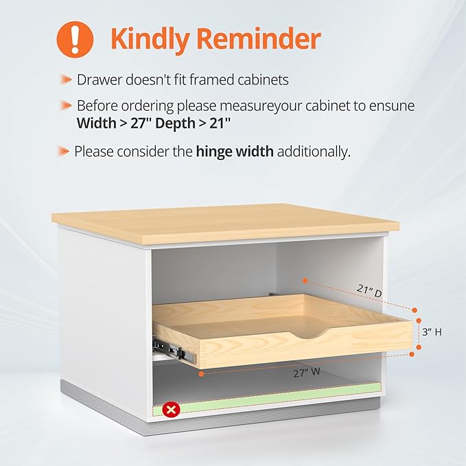 ZOINLIY Wooden Pull Out Cabinet Organizer, Slide Out Drawer for Kitchen Organizers and Storage, Soft Close, Heavy Duty, Fully Expandable