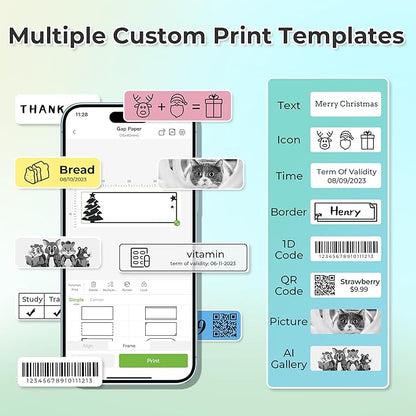 Nelko Label Maker Machine with Tape, P21 Bluetooth Label Printer, Wireless Mini Label Makers with Multiple Templates for School Office Home, Cyan