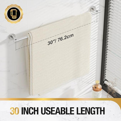 HITSLAM Brushed Nickel 31.6 Inch Towel Bar for Bathroom, SUS304 Stainless Steel Bathroom Towel Rack Wall Mounted, Modern Home Decor Bath Towel Holder with Hardware Accessories