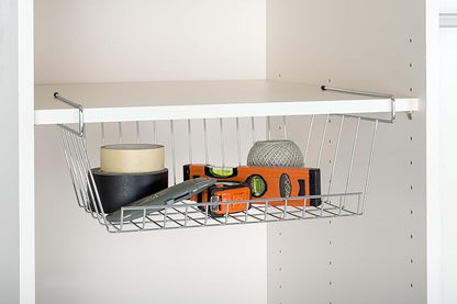 LTL Home Products WS-Z215430C More Inside Hanging Under Shelf Storage Basket, Medium, Chrome
