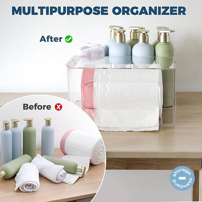 Storage Standard Trash Bag Kitchen and Bathroom Organizer - Large Garbage Bag Under Sink Dispenser - Acrylic Storage Cabinet