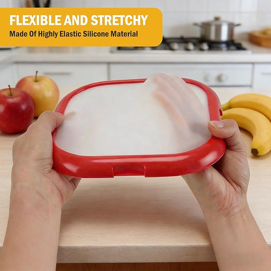 LYLHZRMDGC 2 Pack Reusable Silicone Storage Boxes, Avocado Saver & Onion Storage for Avocado, Cut Onions, Tomatoes, Garlic and Leftovers in Fridge (Red/Yellow)