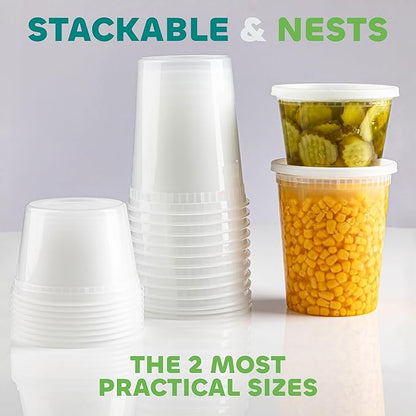 JoyServe 240-Sets Deli Containers with Lids - (120)-32oz & (120)-16oz Bulk Pack of Food Storage Take Out Containers for Restaurants, Catering, Meal Prep - Microwaveable, Reusable & BPA-Free