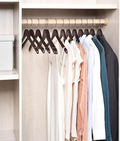 Amber Home 20 Pack Vintage Wood Coat Hangers, Walunt Wooden Suit Hangers with Non Slip Pant Bar, Clothes Hangers for Jacket, Bridal (Retro, 20)