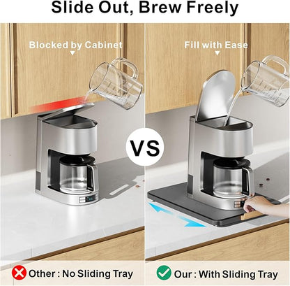 GSlife Heavy Duty Metal Appliance Slider Tray for Stand Mixer, Espresso Machine, Coffee Maker, Air Fryer, Instant Pot, with Removable Absorbent Mat, Horizontal or Vertical Setup, 15.3"x11.4", Black