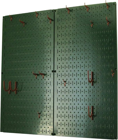 Wall Control Kitchen Pegboard Organizer Pots and Pans Storage Rack Organization Kit with Green Pegboard and Red Accessories