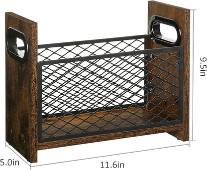 YINMIT Magazine Holder, Magazine Rack for Desktop and Home Office, Farmhouse File Storage Basket for Letters, Magazines, Books, Newspapers (Small)