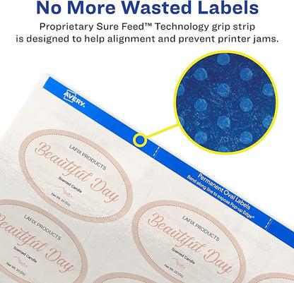 Avery Printable Blank Oval Labels, 1.5" x 2.5", Glossy Crystal Clear, 180 Customizable Labels (22854)