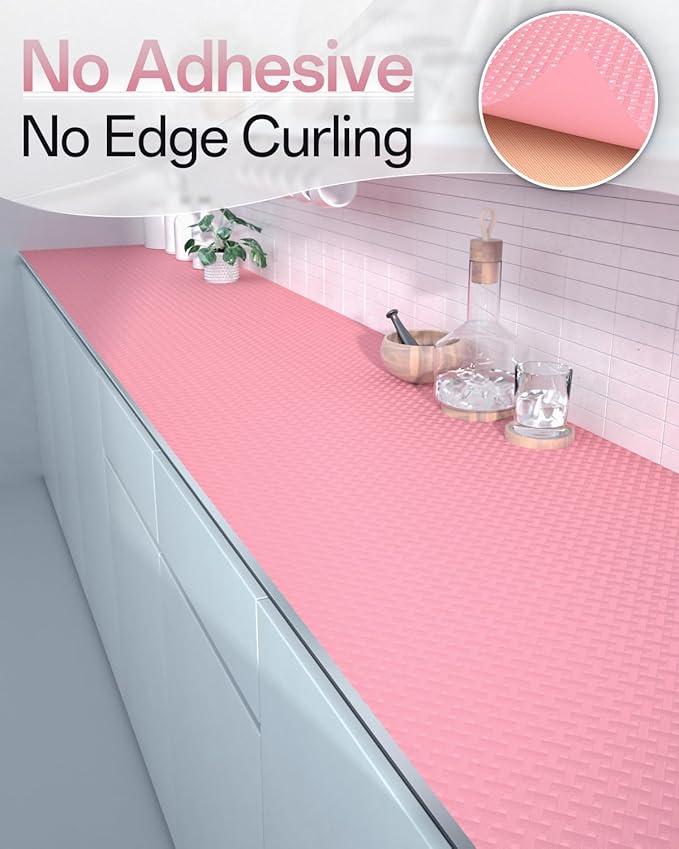 Shelf and Drawer Liner for Kitchen Cabinet, Non-Adhesive 12in x 360in Waterproof Contact Paper Refrigerator Liners Thickened Durable EVA Material Non Slip Mat for Dresser Cupboard Pantry Protector