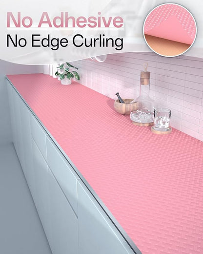 Shelf and Drawer Liner for Kitchen Cabinet, Non-Adhesive 12in x 360in Waterproof Contact Paper Refrigerator Liners Thickened Durable EVA Material Non Slip Mat for Dresser Cupboard Pantry Protector