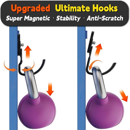 ULIBERMAGNET New Upgraded Extra Large Magnetic Hooks,2 Pack Heavy Duty Ultimate Magnetic Hooks for Metal Cabinet,Pegboard,Garage Shelve,Tool Shed,RV,Shipping Containers (Black/3.46inch)