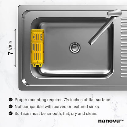 Nanohold Kitchen Sink Caddy for Flat Surfaces - Strong Hold Easy Install Kitchen Sink Organizer with Drainage Holes - Soap Sponge, Dishwashing Tools and Dish Brush Holder - Home Accessories by Nanovu