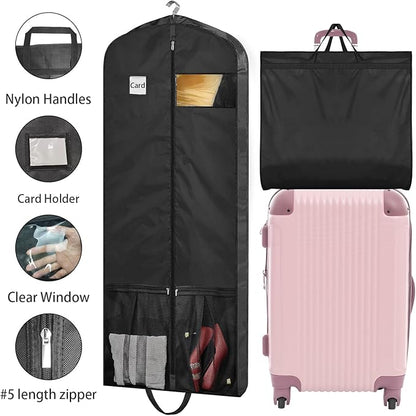 STEPONE Dress Bags for Gowns Long, 65" Dress Garment Bags for Hanging Clothes, Dress Bags for Closet Storage and Traveling, Foldable Dress Cover
