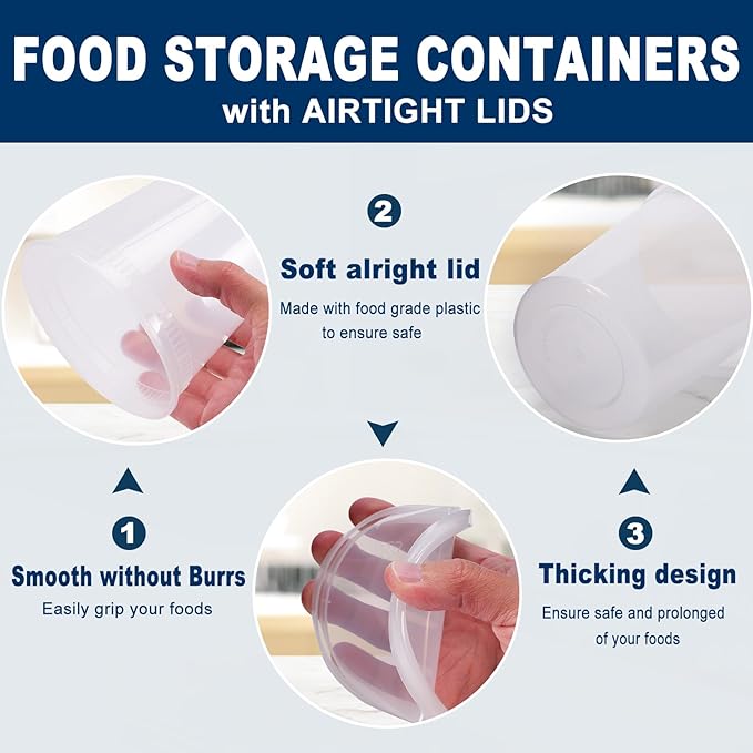 PIEMEET 50 Pack Deli Containers with Lids, 32oz Plastic Food Storage Containers, Leakproof Soup Container with Airtight Lids, BPA-Free, Stackable Takeout Container for Soup, Microwave Freezer Safe