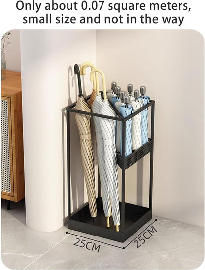 Large Capacity Metal Umbrella Holder at The Entrance Commercial Square Umbrellas Stand Rack Modern Indoor Entryway Umbrella Stand Racks Commercial Umbrellas Barrel(Black)