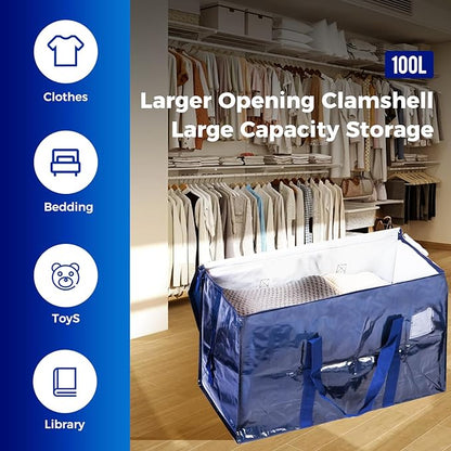 ZFWDSY 93L Moving Bags 6 pack Storage Bag Large Moving Boxes with Lids, Zippers Handles for Moving Totes Bins, College Dorm, Traveling, Camping, Christmas