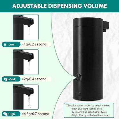 Mamiddle Automatic Soap Dispenser Stainless Steel with Sensor Infrared 9 oz. Soap Dispenser Electric IPX5 Waterproof USB-C Charging Motion Sensor for Kitchen & Bathroom (Black)