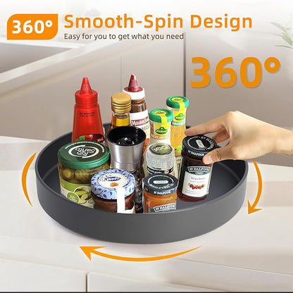 Metal Lazy Susan Organizer, 12 Inch Anti-Rust Turntable for Cabinet, Kitchen, Dining Table, Bathroom – Rotating Spice Rack, Spinner Storage, Round Carousel Organizer for Countertop Gunmetal