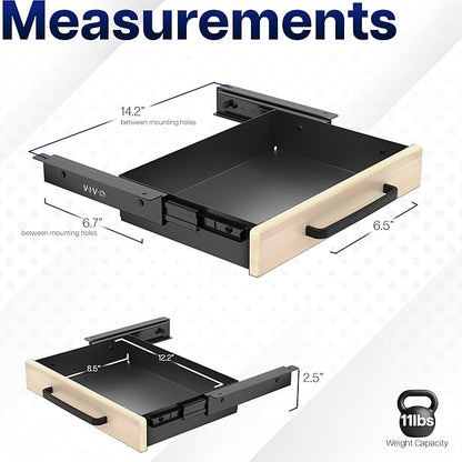 VIVO Under Desk Mounted Sliding Pull-out Drawer for Office Desk, Pull Handle, Storage Organizer for Sit Stand Workstation