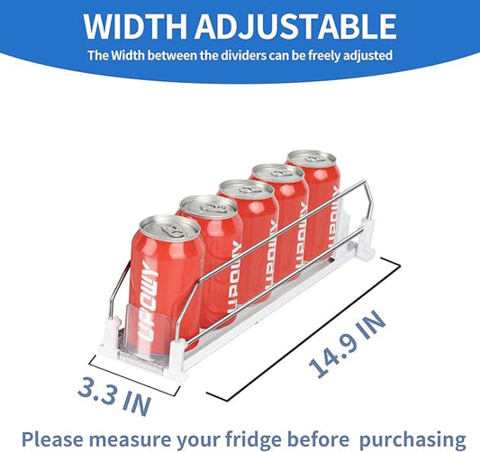 Drink Organizer for Fridge Soda Can Organizer Fridge Dispenser for Refrigerator,Organizer Refrigerator Organizers and Storage Water Bottle Organizer,White 1 Row
