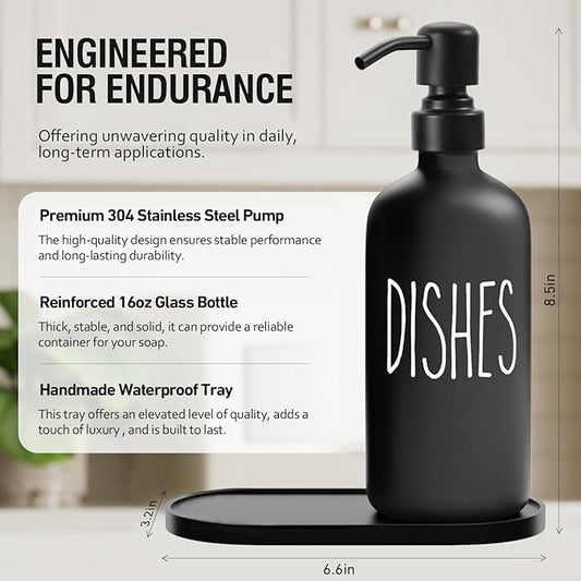 MOMEEMO Kitchen Soap Dispenser Set, Contains Dish and Hand Soap Dispenser, Suitable for Farmhouse Kitchen Decor. (Black & White)