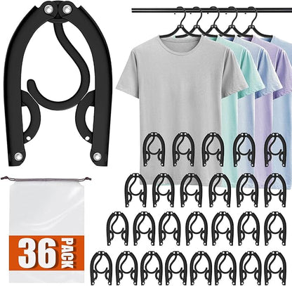 36 PCS Travel Hangers - Cruise Ship Essentials Portable Folding Clothes Hangers Travel Essentials Foldable Clothes Drying Rack for Travel (Black)
