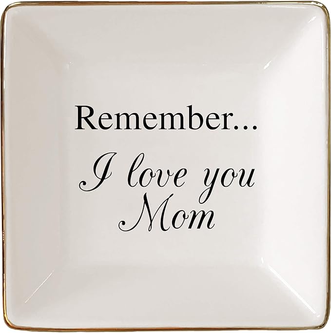 Simply Charmed Love You Mom Jewelry Dish - Elegant Trinket Tray for Rings & Small Keepsakes - Gifts for Mom from Daughter or Son - Gift for Valentine's Day, Mother's Day or Birthday