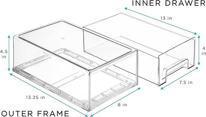 Sorbus Medium Clear Storage Drawers (4 Pack) – Stackable Organizer Drawers for Pantry, Kitchen, and Fridge – Pull-Out Acrylic Storage Bins with Handles