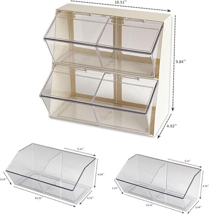 Large Coffee and Tea Organizer with Lid, Plastic Creamer Holder for Coffee Bar, Coffee Accessories Storage Box for K Cups, Coffee Pod, Sugar Bags, Drinking Straw (White)