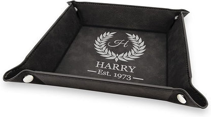 Brown Jewelry Organizer, Krazy Case Genuine PU Leather Valet Tray, Jewelry Organizer For Women, PU Leather Valet Tray For Men Personalized