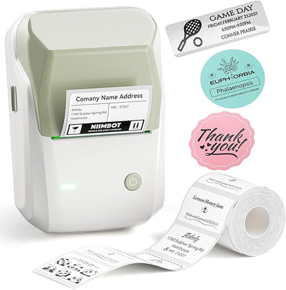 NIIMBOT B1 Label Maker Machine, Thermal Label Printer Easy to Use for Office, Home, Business, Came with 1 Roll White Label(Green)