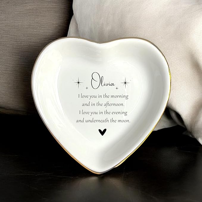 HatafaFurni Custom Daughter Ring Dish from Mom, Daughter Christmas Gift, Trinket Tray for Her, Personalized Jewelry Dish Gifts for Granddaughter, Gifts for Her