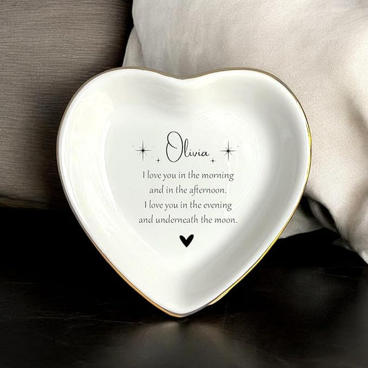 HatafaFurni Custom Daughter Ring Dish from Mom, Daughter Christmas Gift, Trinket Tray for Her, Personalized Jewelry Dish Gifts for Granddaughter, Gifts for Her