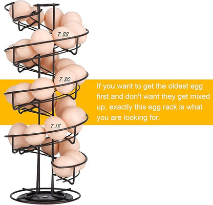 Toplife Spiral Design Metal Egg Skelter Dispenser Rack, Storage Display Rack, Brown